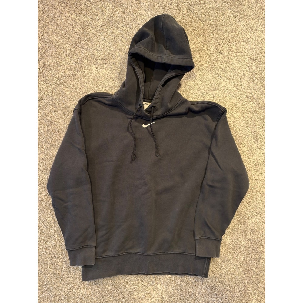Nike Hoodie Mens XS Black Center Swoosh Pullover Fleece Sportswear Sweatshirt *